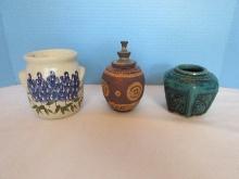 Lot Chinese Ming Dynasty Style Turquoise Glazed 4" Stoneware Ginger Jar Hexagonal Shape