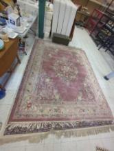 FLORAL AREA RUG, PINK, CREAM, BLUE, 121"X 98"