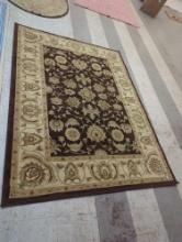 PASHMINA MACHINE MADE AREA RUG, BROWN,CREAM, AND RUST RED, 5'X7' APPROX,