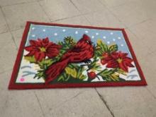 HOLIDAY DECOR HAND HOOKED HOLIDAY ACCENT RUG. 20"X32"