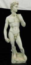 Resin "Statue of David" - Signed - Wood Base - 31.5" x 10" x 7"