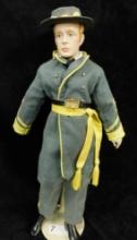 Modern Confederate Soldier Doll - Porcelain Face - Stand - 20.5" Tall