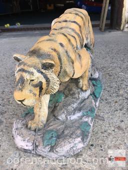 Yard & Garden Statuary - Cement Tiger, hand painted, 18"ws12"h