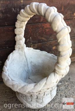 Yard & Garden Statuary - Cement basket weave planter, 20"h