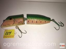 Fishing - Lures - Lg. signed Kuhn Jig Trout, 7" green/pink