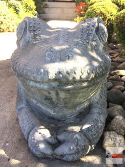 Yard & Garden - Cement frog bench, 3 pcs., 57"wx23"dx20"h (see lot #95 for Bear bench)