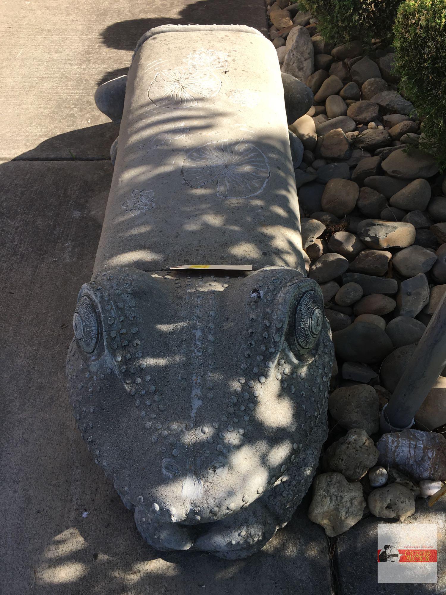 Yard & Garden - Cement frog bench, 3 pcs., 57"wx23"dx20"h (see lot #95 for Bear bench)
