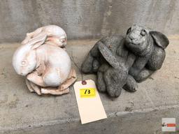 Yard & Garden - 2 cement rabbit pairs, 11"wx8"w & 6"wx6"w