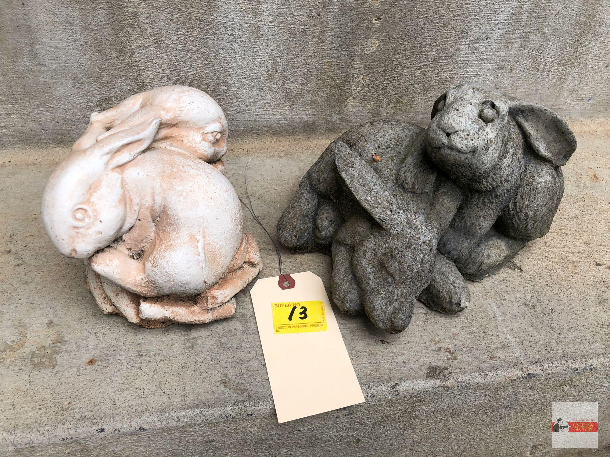 Yard & Garden - 2 cement rabbit pairs, 11"wx8"w & 6"wx6"w