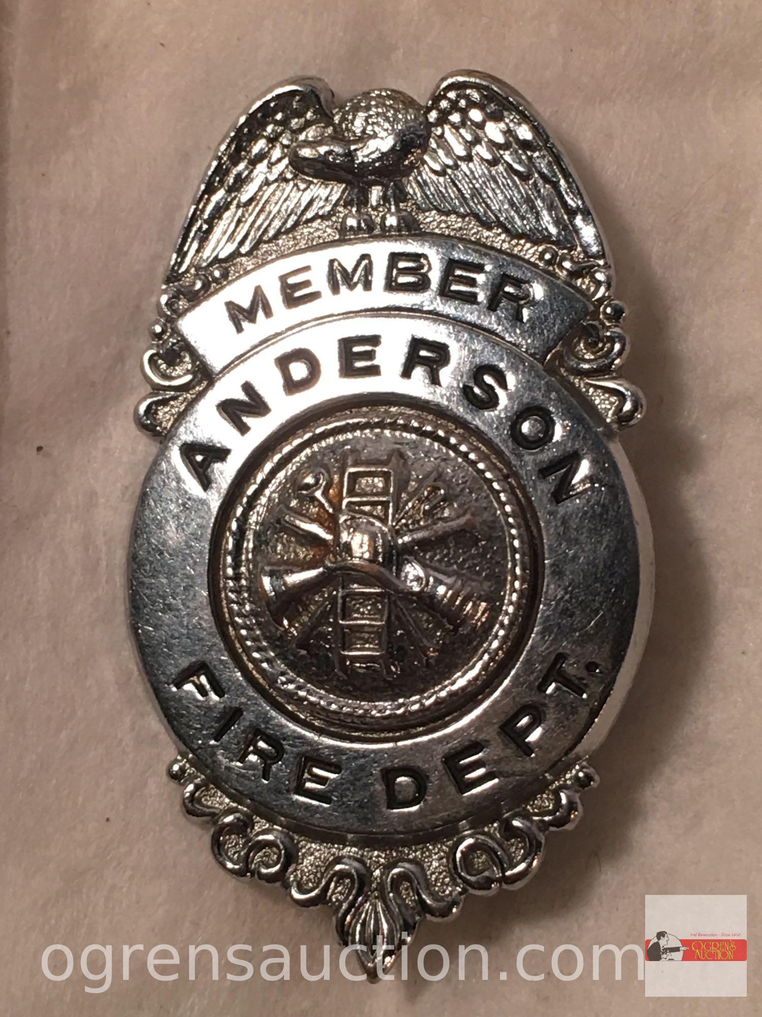 Badge - Member Anderson Fire Dept. 2.25"hx1.25"w