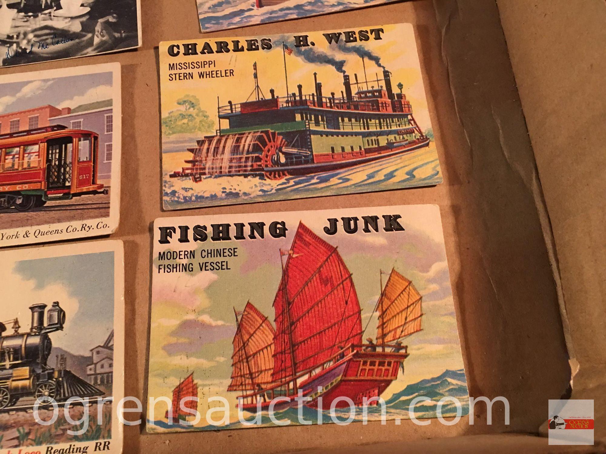 Ephemera - 19 vintage collector cards, 1960's Hollywood, trains, boats