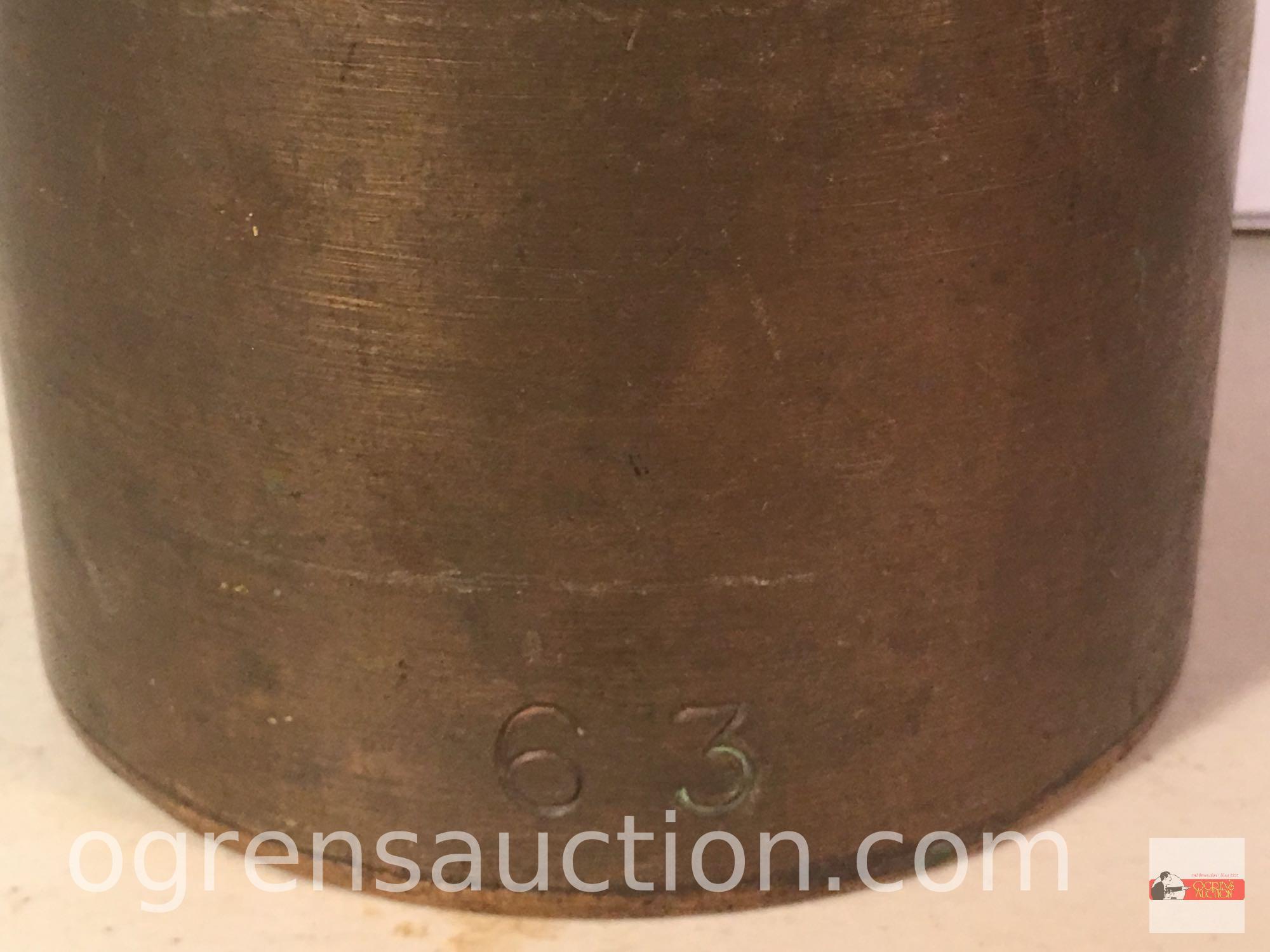 Vintage in-ground safe cylinder, Diamond Manuf. Co. Kansas City 12.5"h
