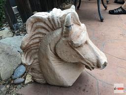 Yard & Garden - Lg. horse head cement statuary, 1 ear as is, 21"hx20"dx7"w