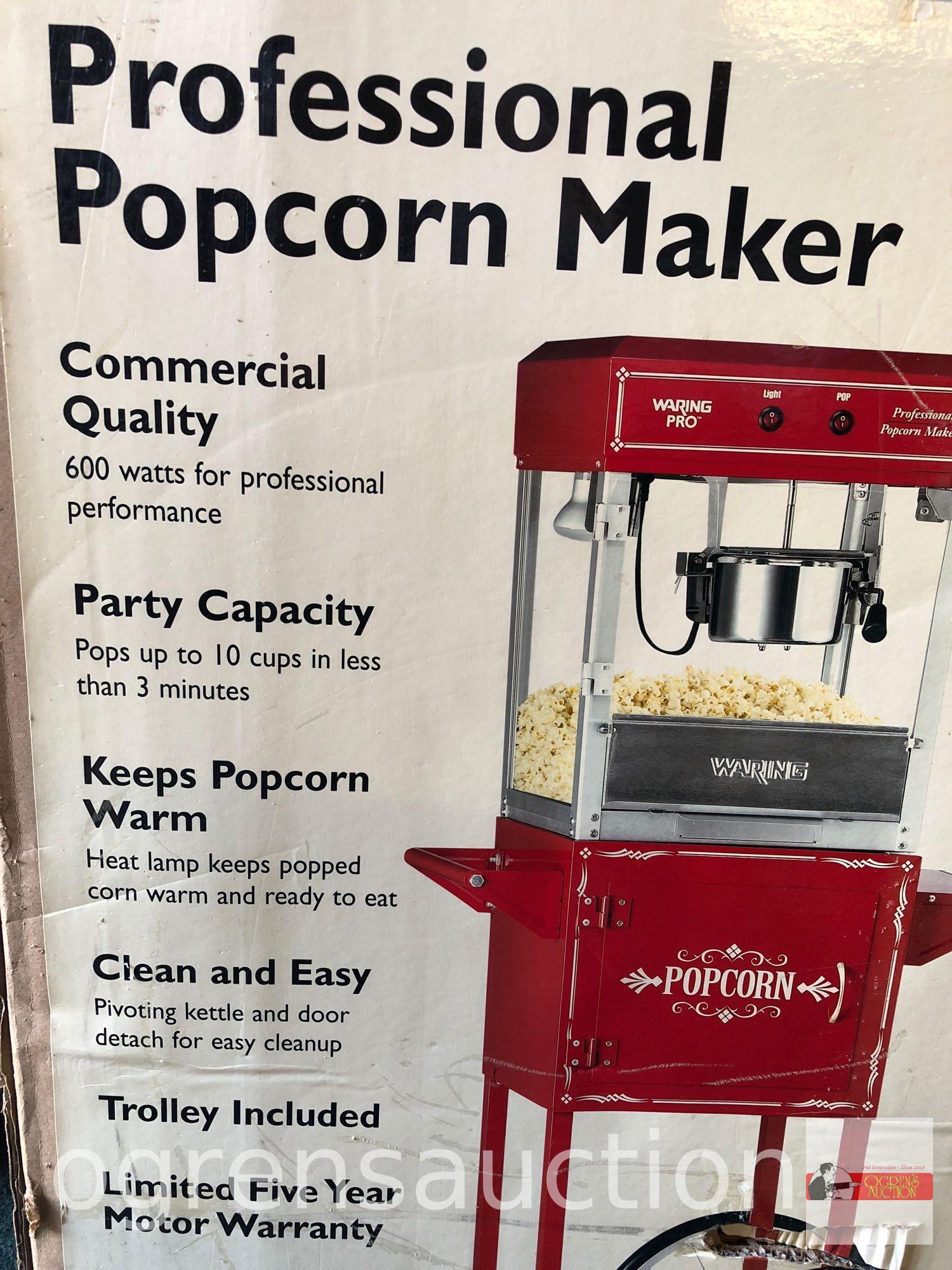 Waring Pro Professional Popcorn Maker Cart, unused in orig. box