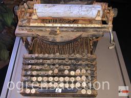 Vintage typewriter and metal typewriter stand w/ drop sides and brake