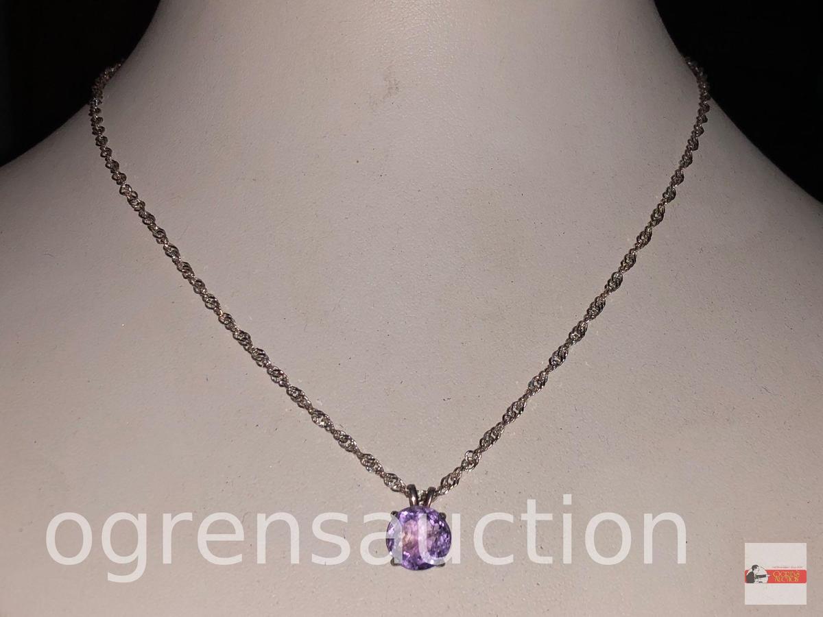 Jewelry - Necklace - sterling silver necklace & amethyst pendant