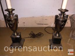 Pair metal table lamps w/shades
