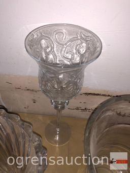 Glassware - 3 - 2 lg. vases and 1 candle glass
