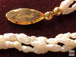 Jewelry - Necklace - Lucoral triple strand Fresh water pearls necklace signed lobster clasp