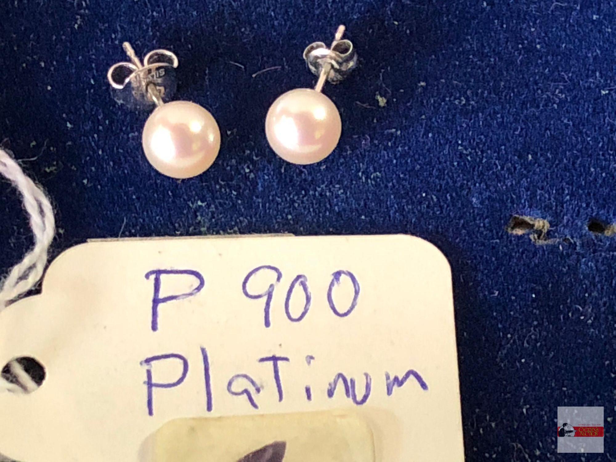 Jewelry - Earrings - P 900 platinum stud pearl earrings