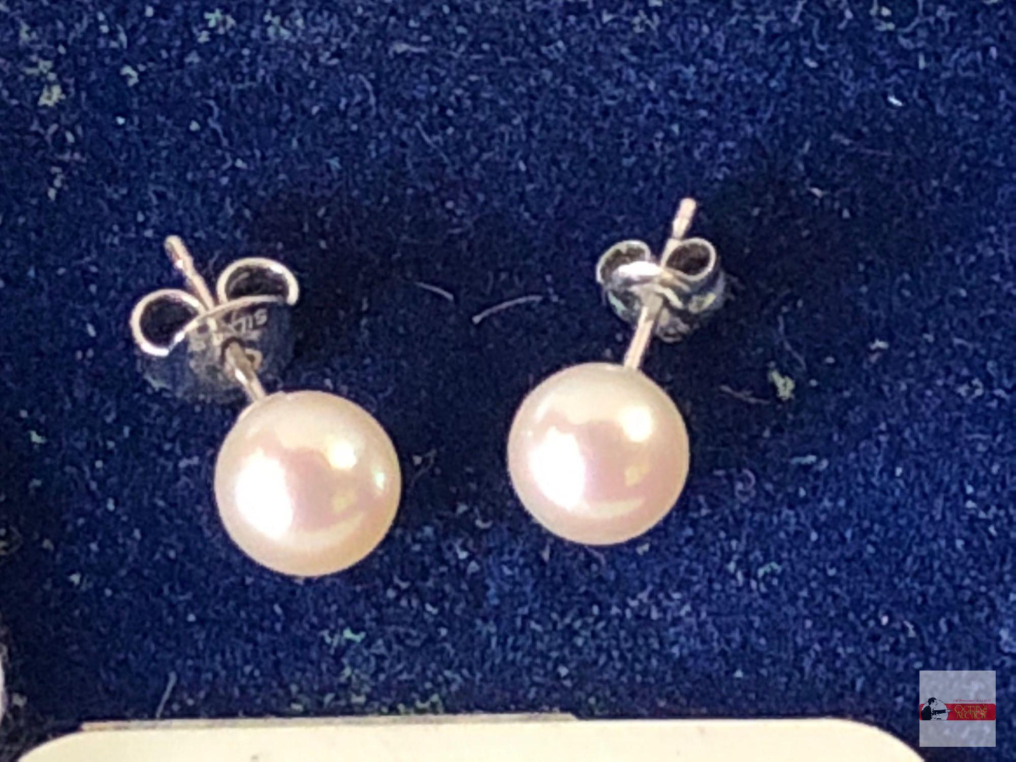 Jewelry - Earrings - P 900 platinum stud pearl earrings