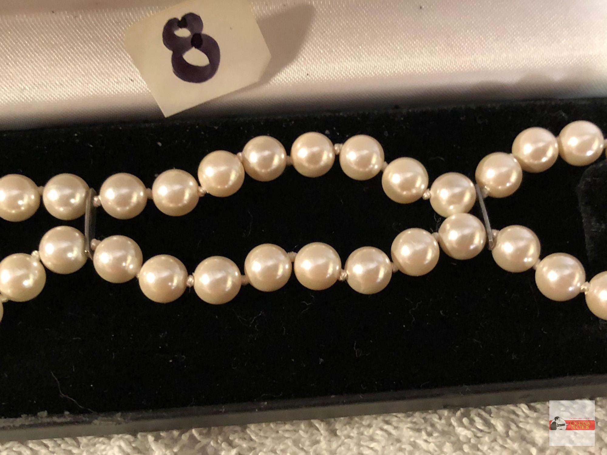 Jewelry - Bracelet - double strand pearl bracelet w/ G silver clasp