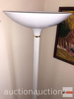 Floor lamp, white, round top 13"wx71"h