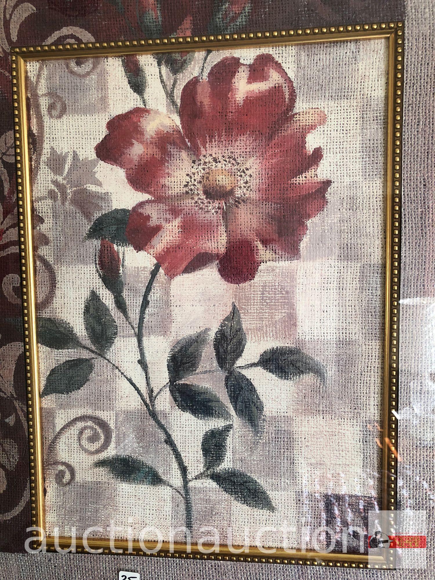 Artwork - print, floral by Vivian Flasch, framed & matted, 27"wx32.5"hx1.5"d