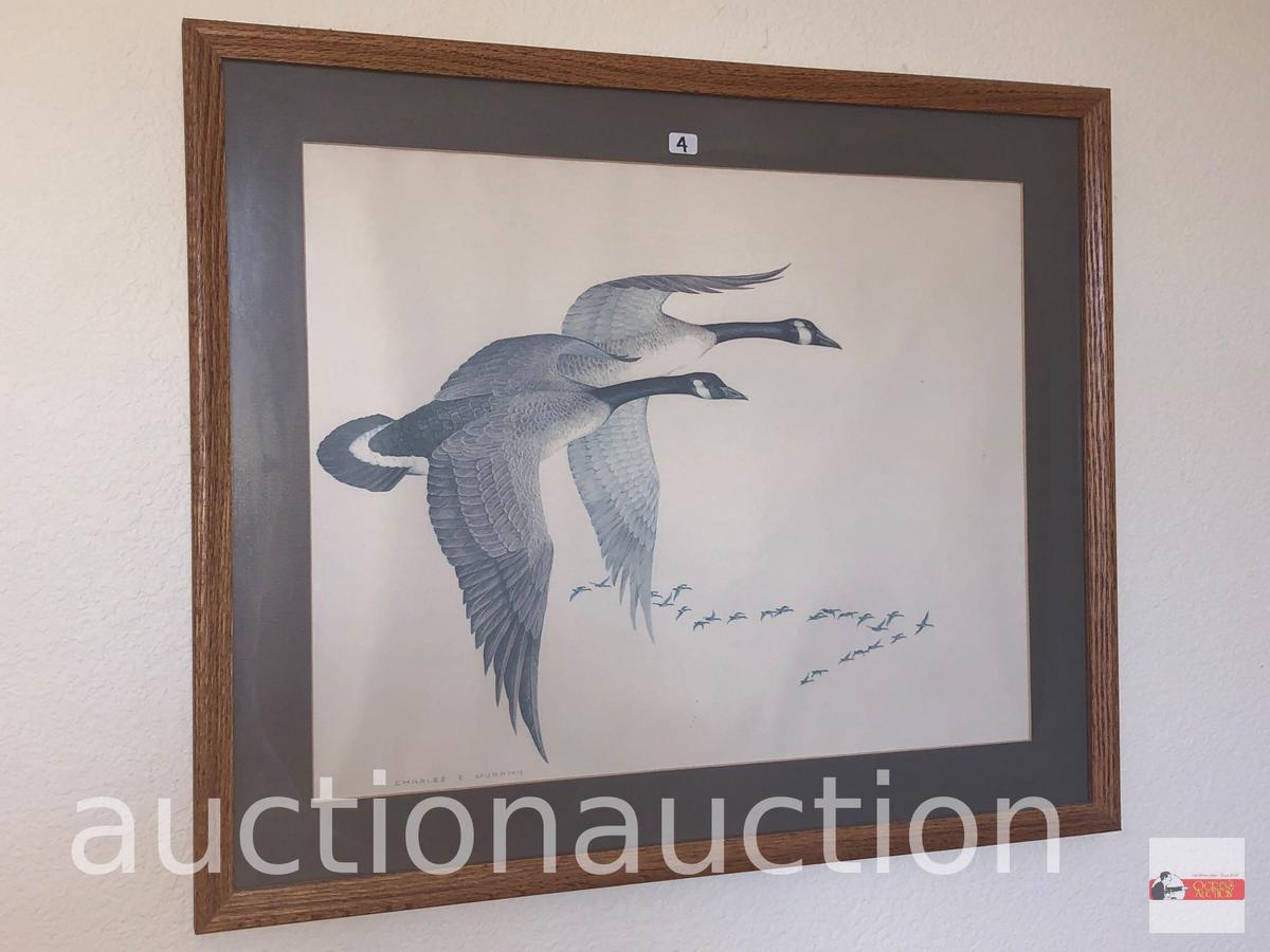 Artwork - Print by Charles E. Murphy, Geese, framed & matted, 24.25"wx20"hx1"d