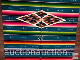 Rug - Southwestern motif with fringe, colorful, 102"wx45"w