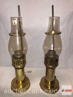 2 brass candlestick lanterns