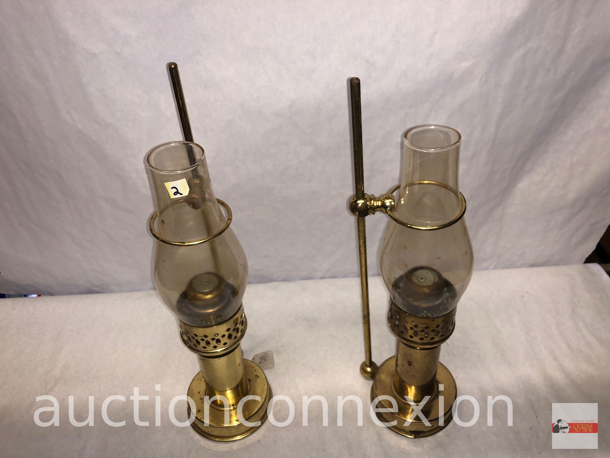 2 brass candlestick lanterns