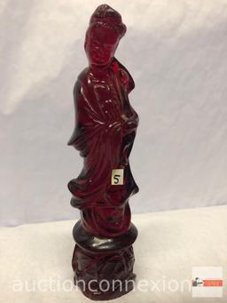 Statue - Lg. red resin Asian statue