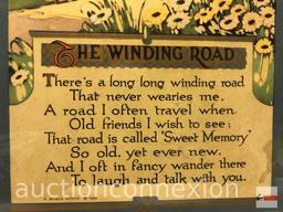 Artwork - 1925 framed Litho, The Winding Road, A Buzza Motto