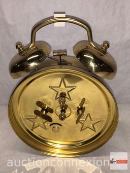 Clock - "Peter" Brass alarm clock, Germany, illuminating hands