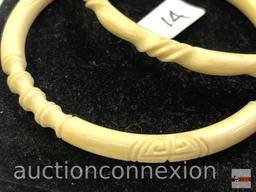 Jewelry - 2 bangle bracelets, carved