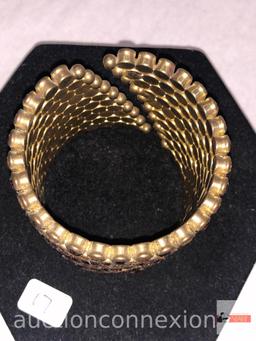 Jewelry - Wide Jeweled rhinestone cuff bracelet, 2.5"h