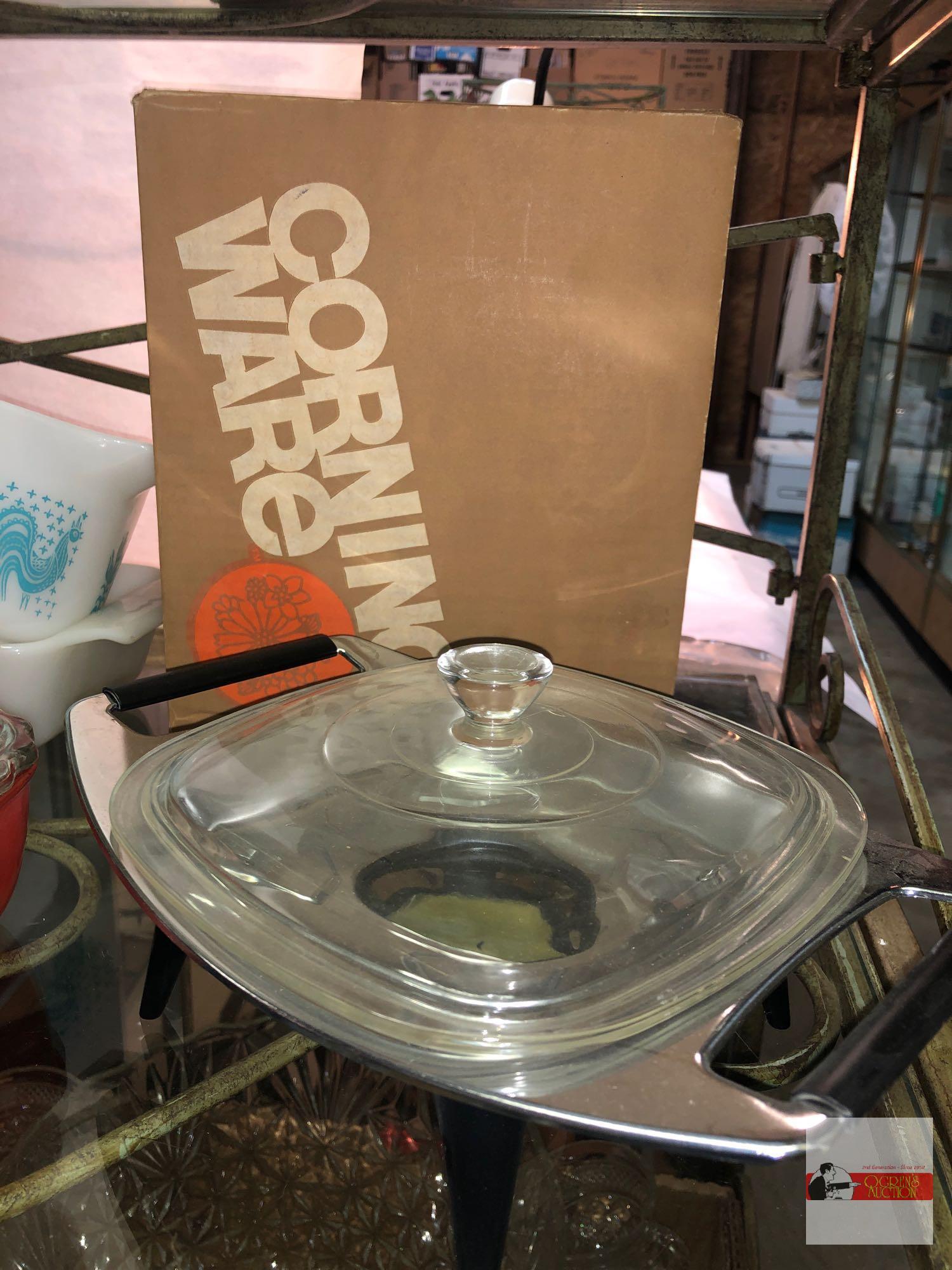 Cookware/bakeware - Pyrex casserole dishes and lids, Corning warming stand with lid but no dish