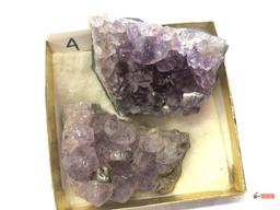 Quartz Crystal - 2 - purple amethyst, 2.5"wx2.5"w & 3"wx2"w