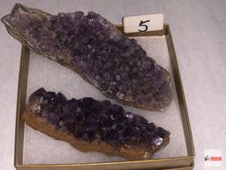 Quartz Crystal - 2 - purple amethyst, 4.5"wx1.5"w & 1"wx3"w