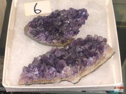 Quartz Crystal - 2 - purple amethyst, 2.5"wx1.5"w & 3.5"wx1.25"w