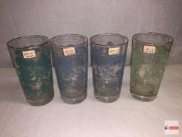 Asian items - 5 - Vase (chipped lip) 8"h, 4 tumblers 5.25"h