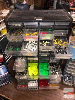 Fishing - Craftsman 40 drawer Organizer, 12.75"wx6.5"dx20"h with beads, flashers, spinners, hooks