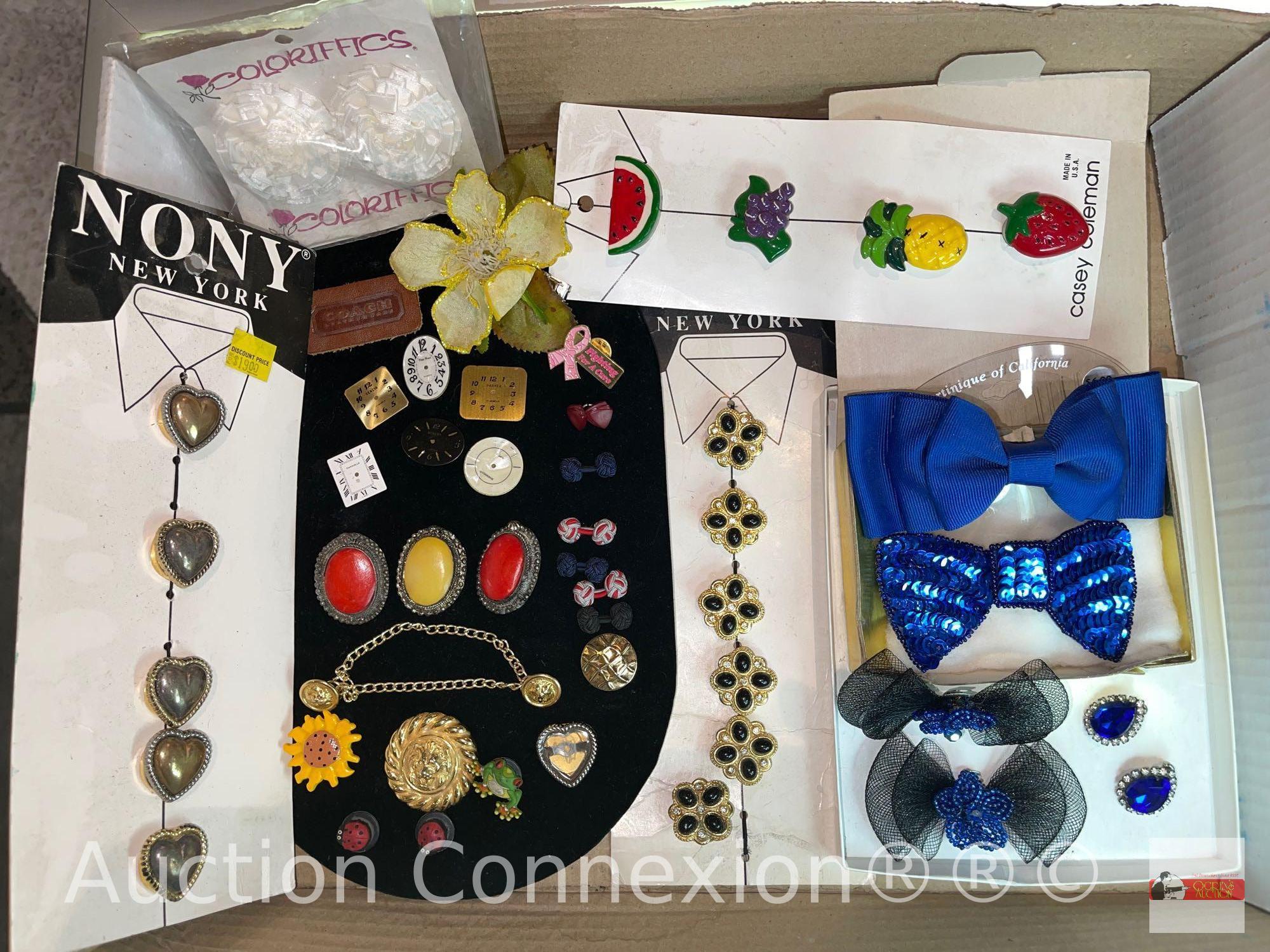 Jewelry - Button covers, hair clips, shoe clips and pr. rhinestone earrings