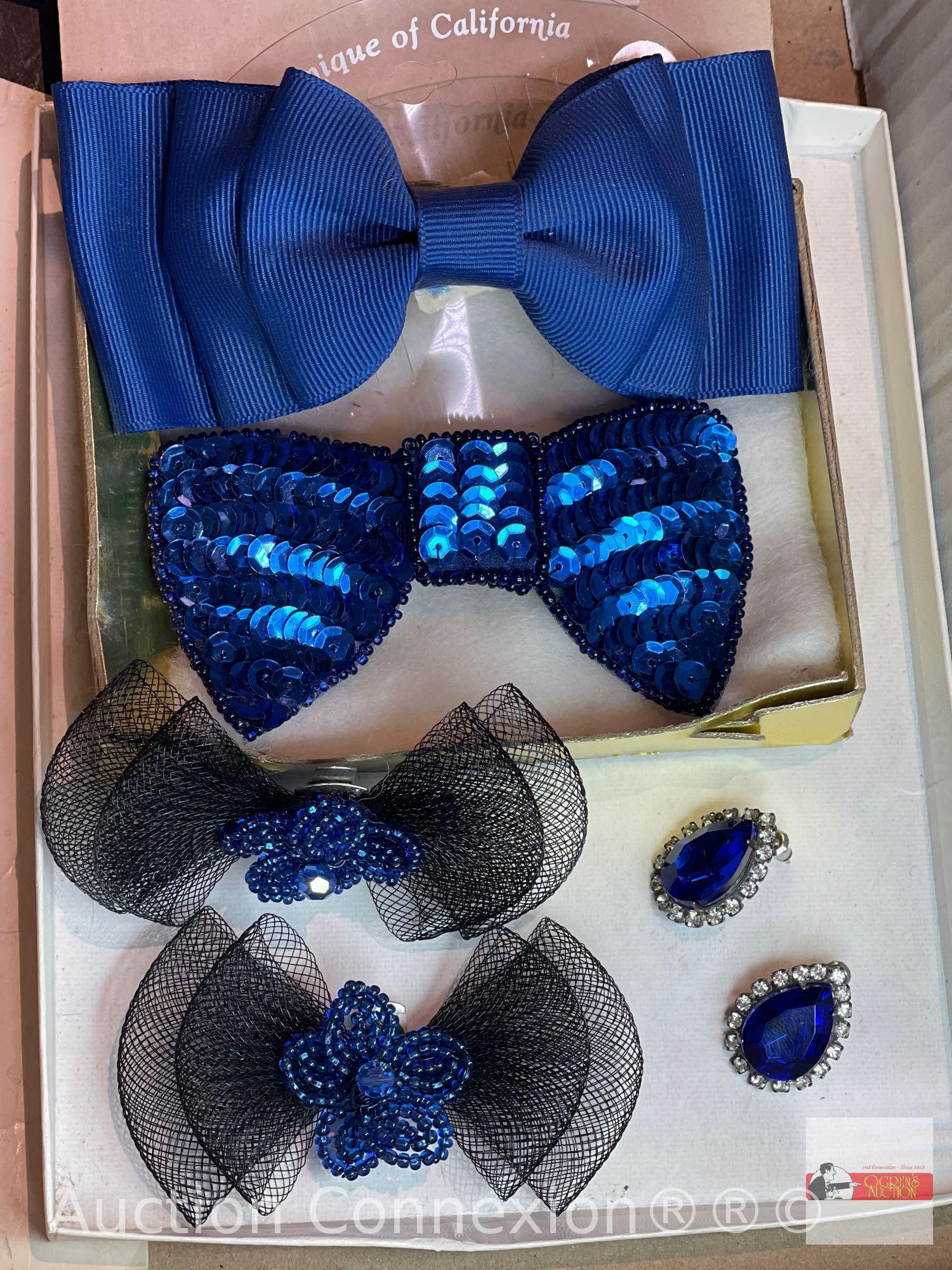 Jewelry - Button covers, hair clips, shoe clips and pr. rhinestone earrings
