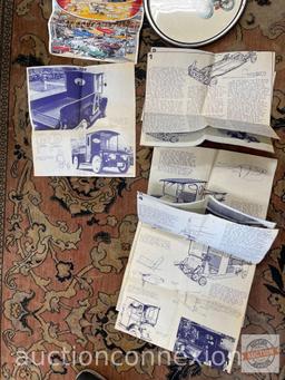 Car Collectibles - Blue print for Kit Truck, poster of Nascar crashes, tray, placemat etc.
