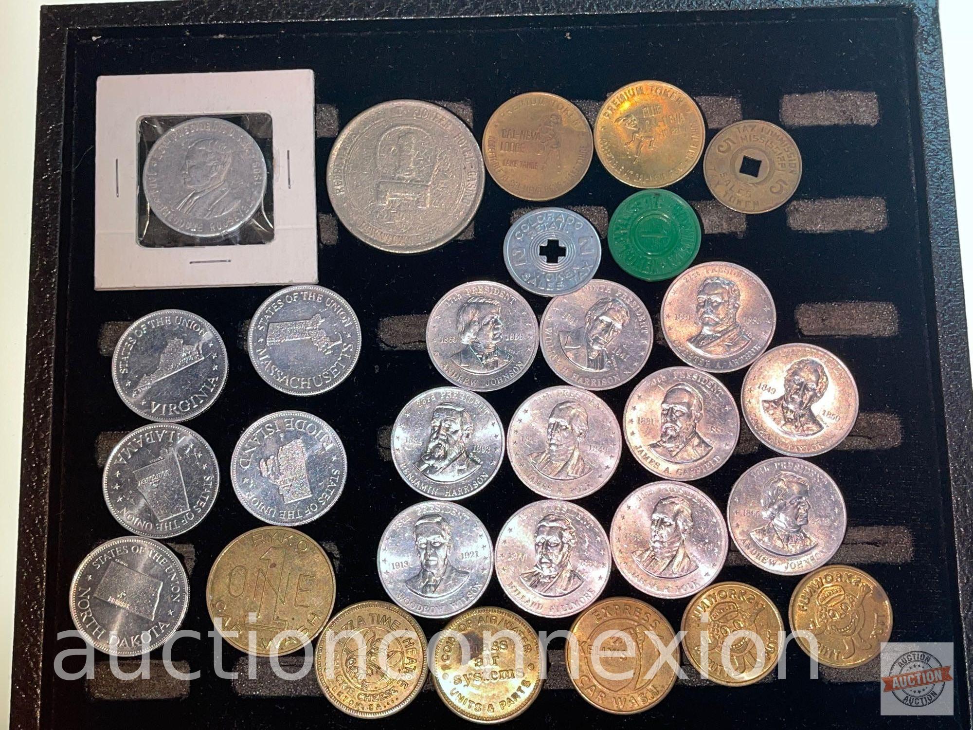 Coins - Misc. tokens, casino token, state coins, president coins, tax token, shell, Lake Tahoe