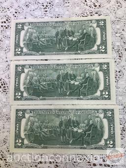Currency - 3 - 2017A Series $2 bills, consecutive, G00792575A, G00792576A, G00792577A