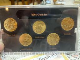 Coins - 2001 Gold Edition State Quarter Collections, NY, NC, RI, VT, KY