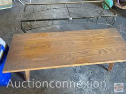 Furniture - 2 as is coffee tables, 1 wood, 1 metal frame no top